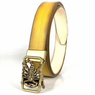 Žltý opasok z pravej kože s automatickou prackou GOLD SCORPION - LIMITED EDITION