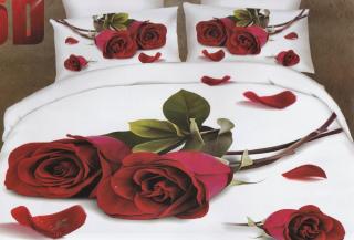 Fashion Home 5D Obliečky Ruže Bavlna 7-dielna súprava