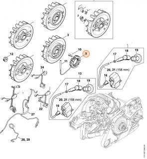 ND STIHL Generátor vyhrievania, MS 261-VW, MS 441-W, 1138 404 3501 (Originál)