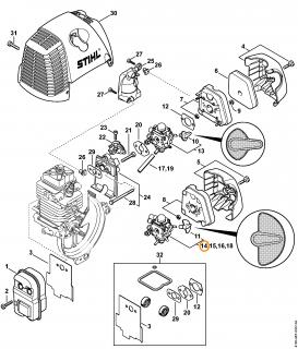 ND STIHL Karburátor FS 87,90,100, C1Q-S110E, 4180 120 0604 (40e) (Originál, 4180 120 0603, C1Q-S88)