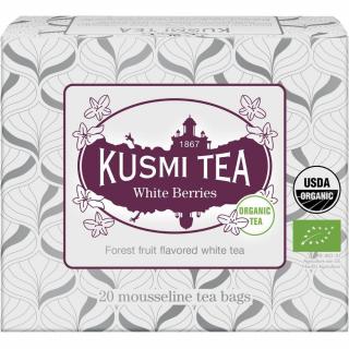 Biely čaj WHITE BERRIES, 20 mušelínových vrecúšok, Kusmi Tea