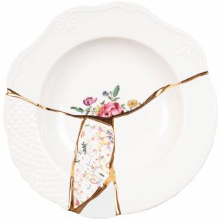 Hlboký tanier KINTSUGI 3 22 cm, biela, Seletti