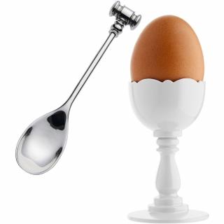 Kalíšok na vajíčka s lyžičkou DRESSED, 16 cm, biela, Alessi