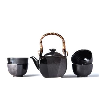 Konvička na čaj a šálky na čaj v súprave GUNMETAL, 5 ks, MIJ