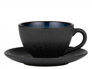 Šálka na čaj s podšálkou 22 ml, čierna/tmavomodrá, Bitz