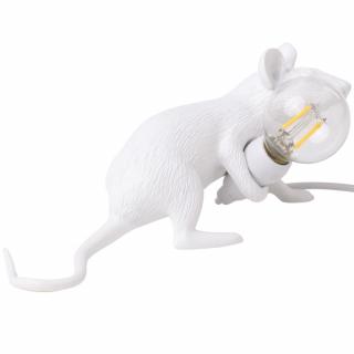 Stolová lampa MOUSE LIE DOWN 8 cm, USB zásuvka, biela, Seletti