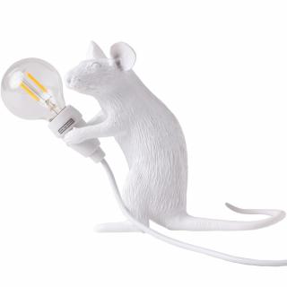 Stolové svietidlo MOUSE SITTING 12,5 cm, USB zásuvka, biela, Seletti