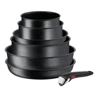 Súprava hrncov INGENIO BLACK STONE L3998702, sada 7 kusov, čierna farba, hliník, Tefal