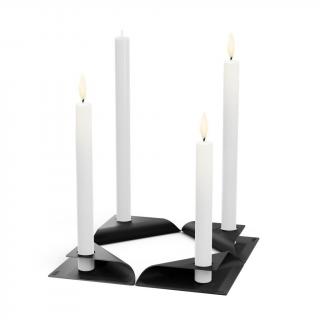 Svícen na kónickou svíčku SQUARE CANDLE , sada 4 ks, čierny, Höfats