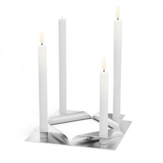 Svícen na kónickou svíčku SQUARE CANDLE , sada 4 ks, nerezová oceľ, Höfats