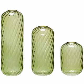Váza FLEUR, sada 3 ks, zelená, Hübsch