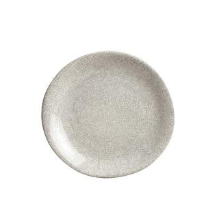 Veľký plytký tanier 25 cm bielo-sivý MIJ