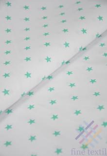 Bavlnená látka biela so zelenými hviezdičkami