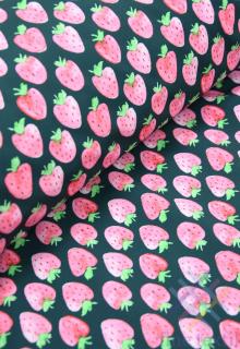 Softshell tmavo modrý - Ružové jahody digital print