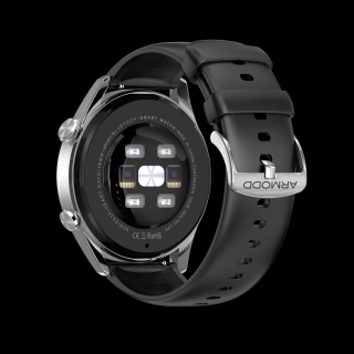 Remienok ARMODD Silentwatch 5 Pro silikónový čierny so striebornou sponou (22mm)