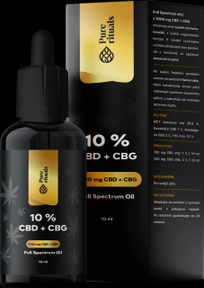 Pure rituals Full Spectrum CBD + CBG olej 10%, 10 ml, 1000 mg