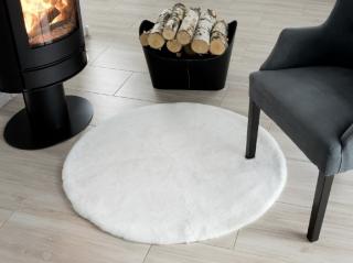 Biely okrúhly shaggy koberec Rabbit 100 cm