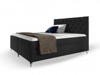 Čalúnená boxspring manželská posteľ Guliette s matracom - čierna Rozmer: 160x200