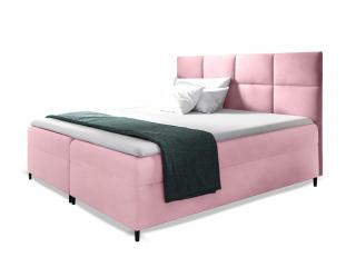 Čalúnená boxspring manželská posteľ Leila s matracom - ružová Rozmer: 160x200