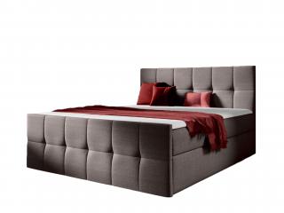 Čalúnená boxspring posteľ Charlotte s úložným priestorom - hnedá Rozmer: 140x200
