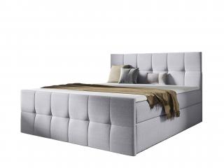 Čalúnená boxspring posteľ Charlotte s úložným priestorom - sivá Rozmer: 140x200