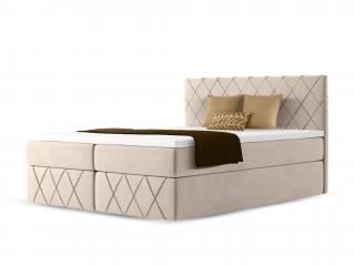 Čalúnená boxspring posteľ Paros Lux s vrchným matracom - béžová Paros Rozmer: 160x200