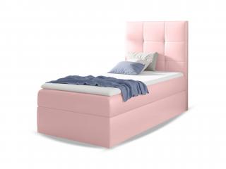 Čalúnená boxspringová jednolôžková posteľ Mini 2 90x200 - ružová Prevedenie: Ľavá