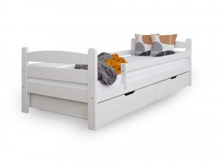 Detská drevená posteľ so zábranou 90x200 Maurícius - biela