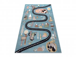 Modrý detský koberec Cesta lesom Rozmer: 140x190 cm