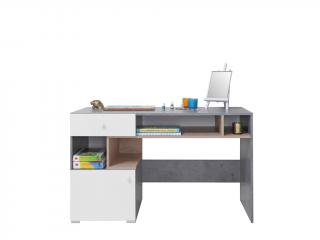 Písací stôl Fabio S10 Farba: Biela/betón/dub