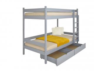 Poschodová posteľ s úložným priestorom Paula 2 200x90 Sivá