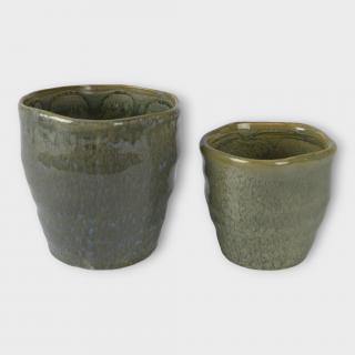 KVETINÁČ STONEWARE - GLAZUROVANÝ (ZELENÝ) Veľkosť: L