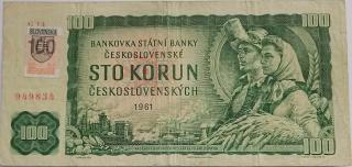 100 Kčs 1961 G14 SR kolok