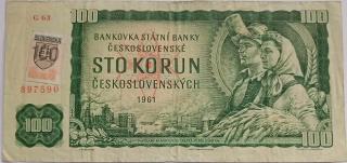 100 Kčs 1961 G63 SR kolok