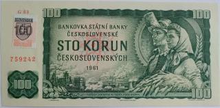 100 Kčs 1961 G83 SR kolok