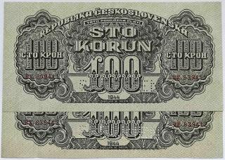 100 korún 1944 OC - TÁTO 2ks s číslom po sebe