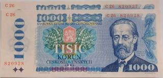 1000 Kčs 1985 C26 2ks s číslom po sebe