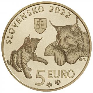 5 EURO 2022 BK Rys (5 € Fauna a flóra na Slovensku –  rys ostrovid)