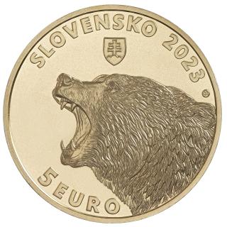 5 EURO 2023 BK Medveď (5 € Fauna a flóra na Slovensku –  medveď hnedý)