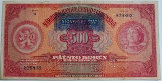 500 Kč 1929 pretlač 1939 D