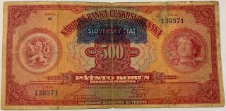 500 Kč 1929 pretlač 1939 G