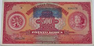 500 Kč 1929 pretlač 1939 H