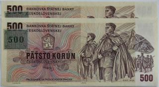 500 Kčs 1973 U07 ČR kolok 2ks s číslom po sebe