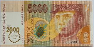 5000, SK, 1995, A, bimilénium, bankovka, slovenská bankovka