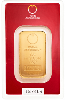 Zlatá tehlička 20g Münze Österreich