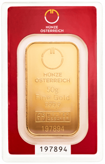 Zlatá tehlička 50g Münze Österreich