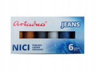 Ariadna sada jeansových špeciálnych nití  (Zostava jeansových špeciálnych nití Talia 30/70m - 4 farby, Nokton 80C/150m - 2 farby)