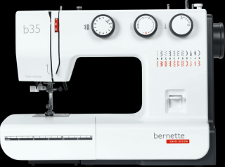 Bernette 35 (Šijací stroj Bernette 35 je mechanický domáci šijací stroj, ktorý má 23 šijacích programov, kývny CB chapač a voľné rameno. Má robustnú kovovú konštrukciu, ktorá zaisťuje stabilný chod aj pri veľkom zaťažení.)