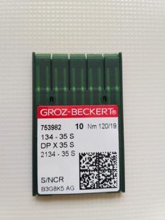Groz-Beckert ihly 134-35 S/120 (Ihla so špičkou S (nareže kožu v smere šitia), pre šitie rovných priamo ležiacich stehov.)