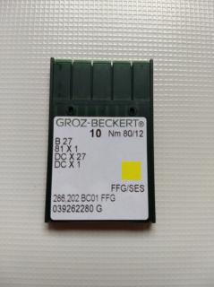 Groz-Beckert ihly B 27 FFG SES/80 (Ihla so špičkou SES, pre šitie pletenín i tkaných materiálov)